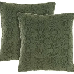Hot Kirklands Home Olive Cable Knit Throw Pillows, Set of 2 Green