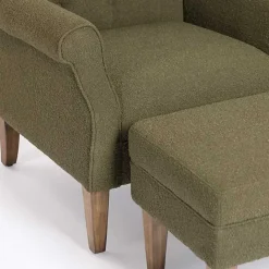 Hot Kirklands Home Olive Boucle Tufted Chair & Ottoman Set Green