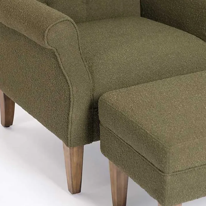 Hot Kirklands Home Olive Boucle Tufted Chair & Ottoman Set Green