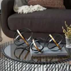 Clearance Kirklands Home Onyx and Gold 3-pc. Orb Sculpture Set