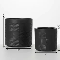 Clearance Kirklands Home Onyx Textured Ceramic Footed Planters, Set of 2 Black