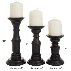 Kirklands Home Onyx Turned Wood 3-pc. Candle Holder Set Black