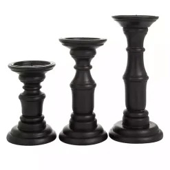 Kirklands Home Onyx Turned Wood 3-pc. Candle Holder Set Black