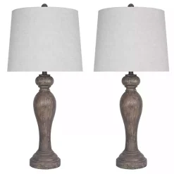 Clearance Kirklands Home Opal Rustic Wood Table Lamps, Set of 2 Gray