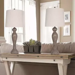 Clearance Kirklands Home Opal Rustic Wood Table Lamps, Set of 2 Gray