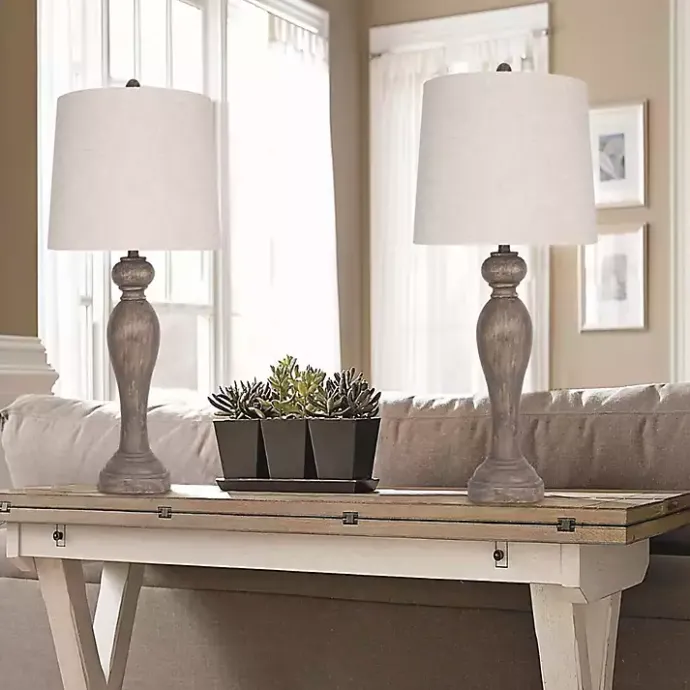 Clearance Kirklands Home Opal Rustic Wood Table Lamps, Set of 2 Gray