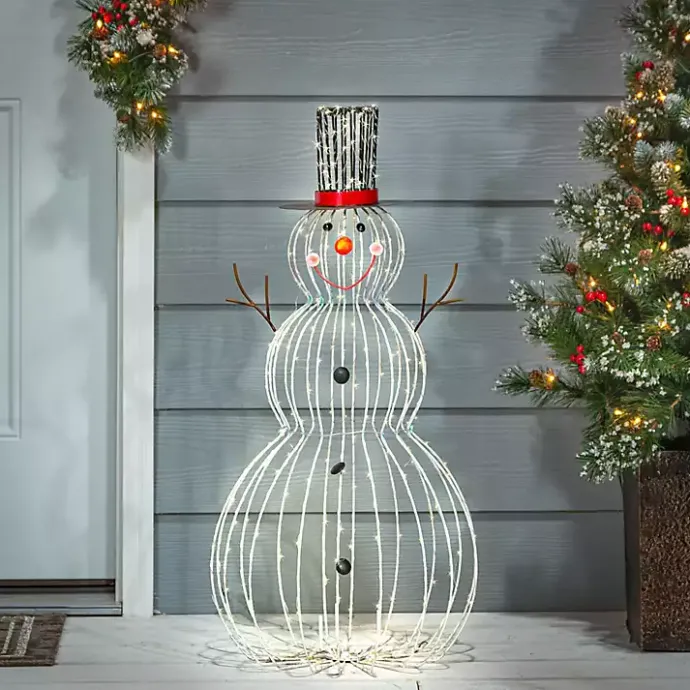 Discount Kirklands Home Open Frame Metal LED Snowman White
