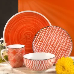 Clearance Kirklands Home Opulent Stoneware 16-pc. Dinnerware Set Orange