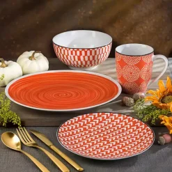 Clearance Kirklands Home Opulent Stoneware 16-pc. Dinnerware Set Orange