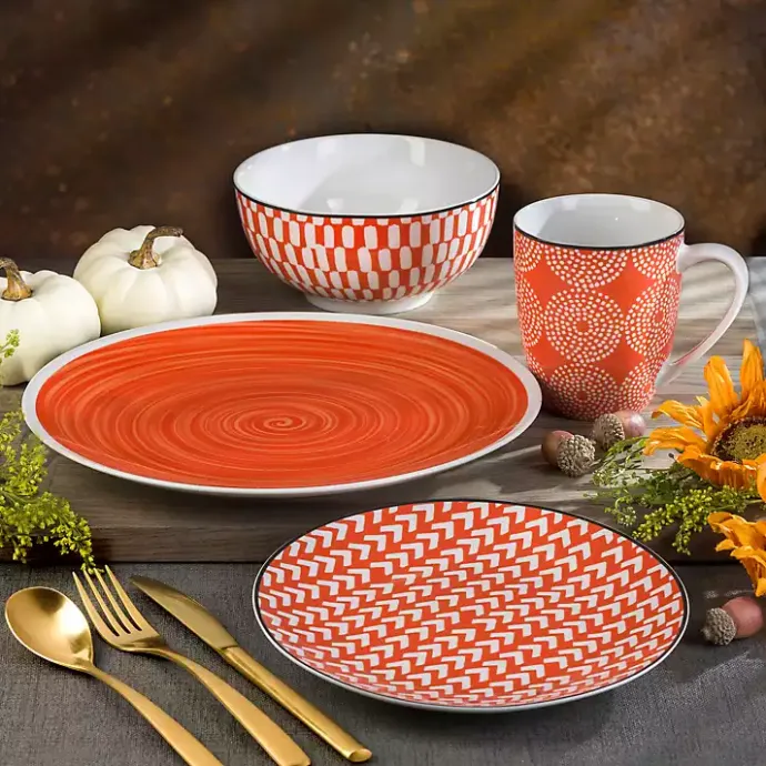 Clearance Kirklands Home Opulent Stoneware 16-pc. Dinnerware Set Orange