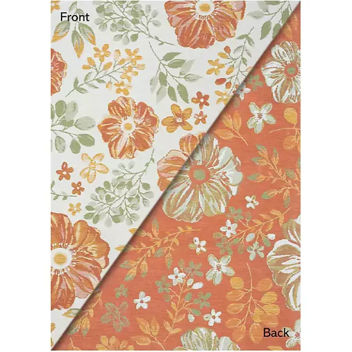 Sale Kirklands Home Orange & Green Floral Reversible Outdoor Rug, 5x7