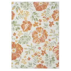 Sale Kirklands Home Orange & Green Floral Reversible Outdoor Rug, 5x7