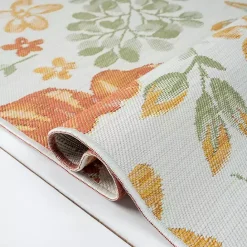 Sale Kirklands Home Orange & Green Floral Reversible Outdoor Rug, 5x7