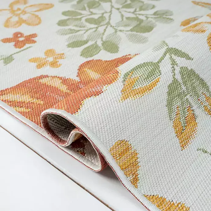 Sale Kirklands Home Orange & Green Floral Reversible Outdoor Rug, 5x7