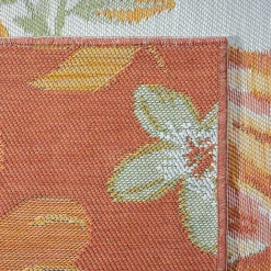 Sale Kirklands Home Orange & Green Floral Reversible Outdoor Rug, 5x7