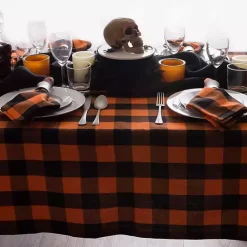 Best Kirklands Home Orange and Black Buffalo Check Tablecloth