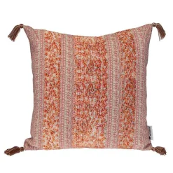 Online Kirklands Home Orange and Pink Floral Stripe Pillow