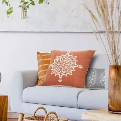 Discount Kirklands Home Orange and White Medallion Pillow