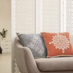 Discount Kirklands Home Orange and White Medallion Pillow