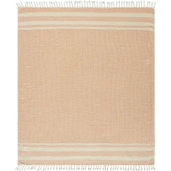 Best Kirklands Home Orange and White Stripes Cotton Throw