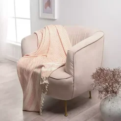 Best Kirklands Home Orange and White Stripes Cotton Throw