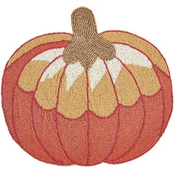 New Kirklands Home Orange Beaded Pumpkin Harvest Placemats, Set of 4
