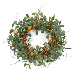 Online Kirklands Home Orange Berry Foliage Wreath