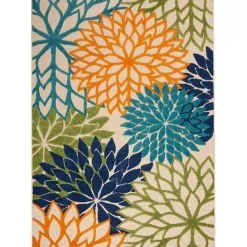 Outlet Kirklands Home Orange Bright Floral Burst Outdoor Area Rug, 5x7