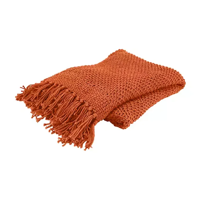 Sale Kirklands Home Cotton Tassel Throw Orange