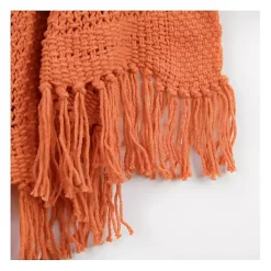 Sale Kirklands Home Cotton Tassel Throw Orange