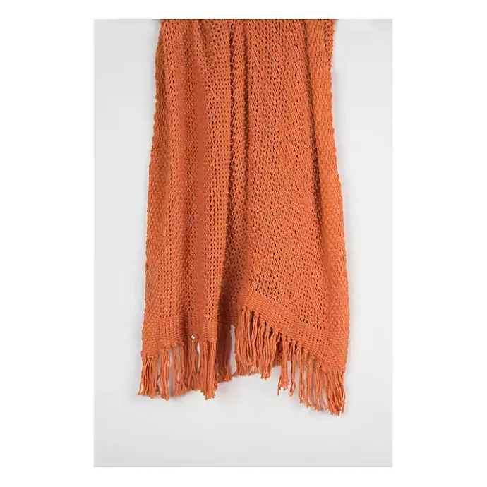 Sale Kirklands Home Cotton Tassel Throw Orange