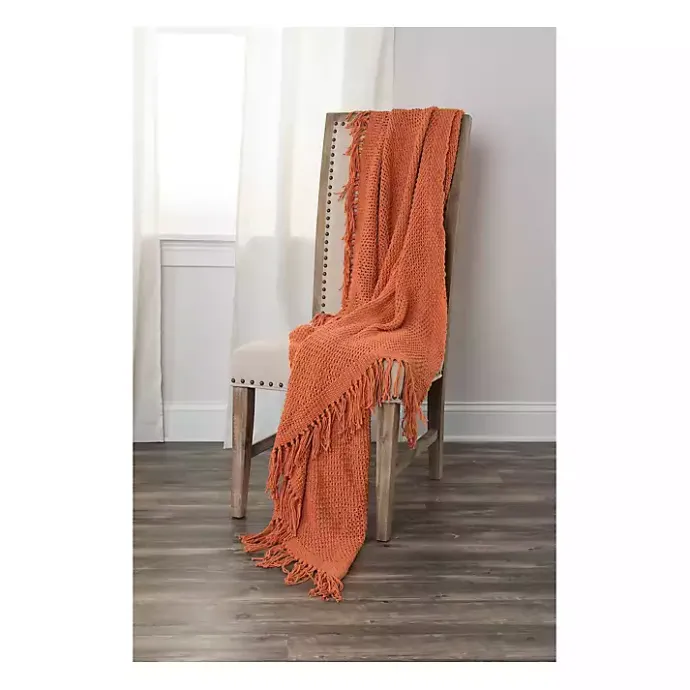Sale Kirklands Home Cotton Tassel Throw Orange