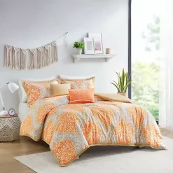 New Kirklands Home Orange Damask 5-pc. Full/Queen Comforter Set