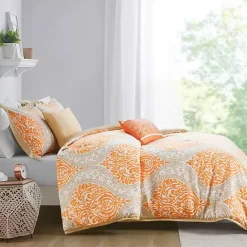 New Kirklands Home Orange Damask 5-pc. Full/Queen Comforter Set