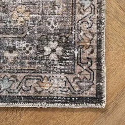 Kirklands Home Orange Distressed Medallion Washable Runner