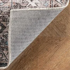 Kirklands Home Orange Distressed Medallion Washable Runner