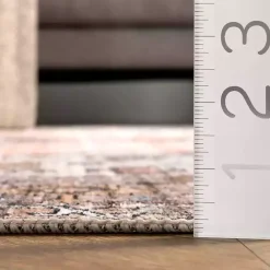 Kirklands Home Orange Distressed Medallion Washable Runner