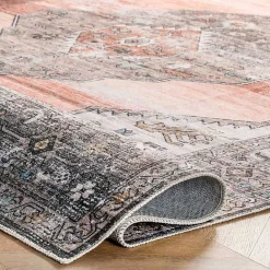 Outlet Kirklands Home Orange Distressed Medallion Washable Area Rug, 3x5