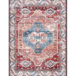 Best Kirklands Home Orange Faded Medallion Washable Area Rug, 4x6
