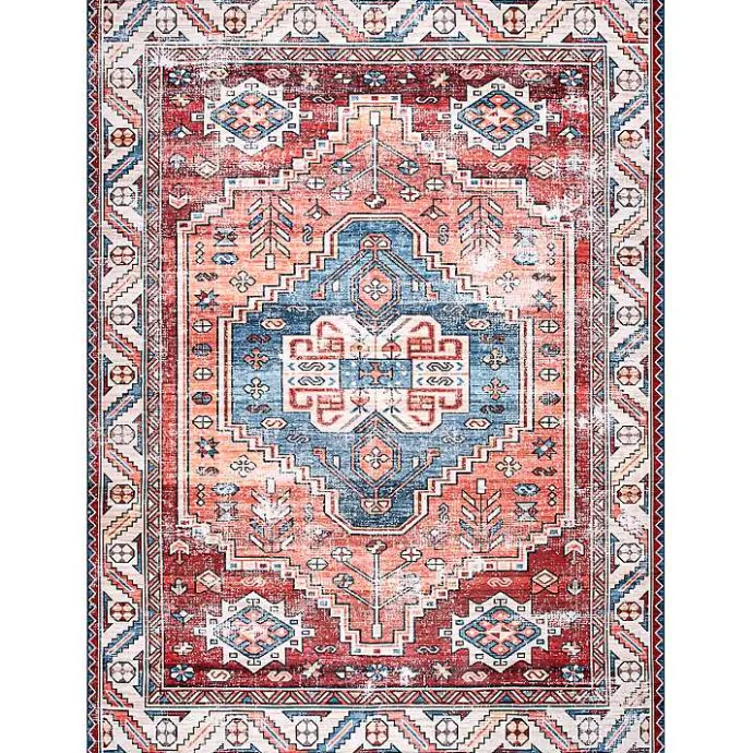 Best Kirklands Home Orange Faded Medallion Washable Area Rug, 4x6