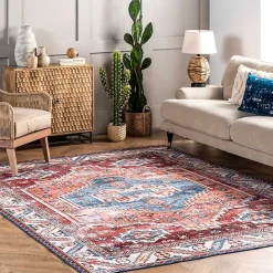 Best Kirklands Home Orange Faded Medallion Washable Area Rug, 4x6