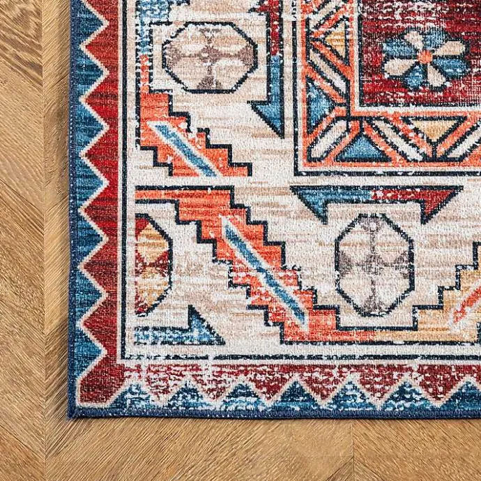 Best Kirklands Home Orange Faded Medallion Washable Area Rug, 4x6