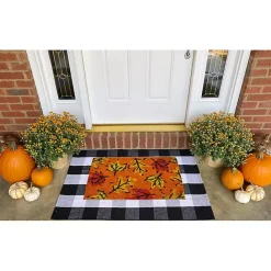 Sale Kirklands Home Orange Fall Botanical Doormat