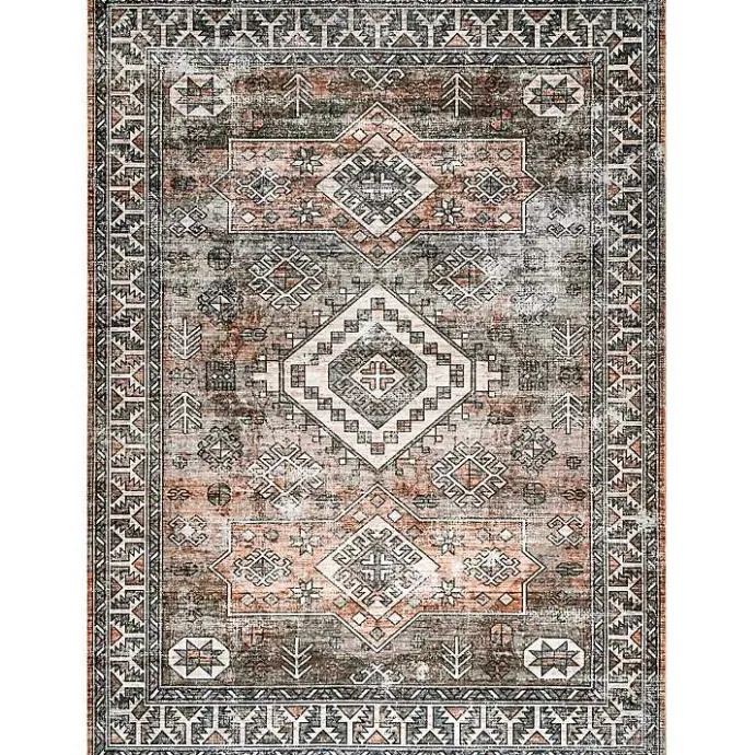 Sale Kirklands Home Orange Global Pattern Washable Runner