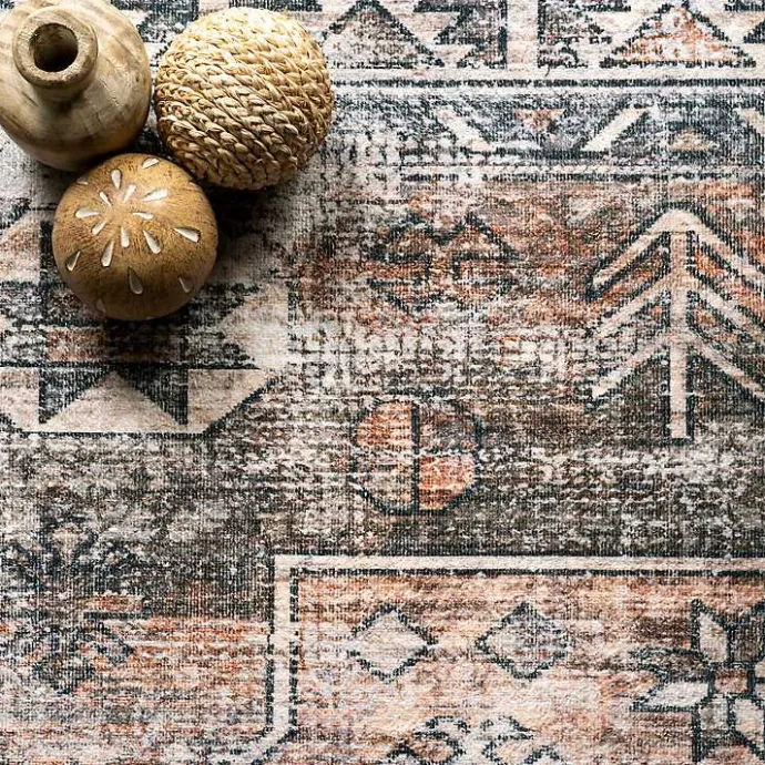 Sale Kirklands Home Orange Global Pattern Washable Runner