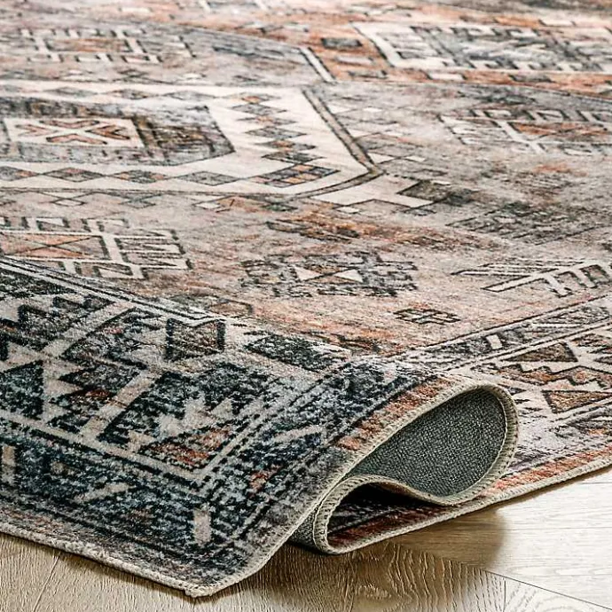 Sale Kirklands Home Orange Global Pattern Washable Runner