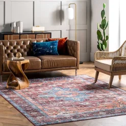 Best Kirklands Home Orange Medallion Washable Runner