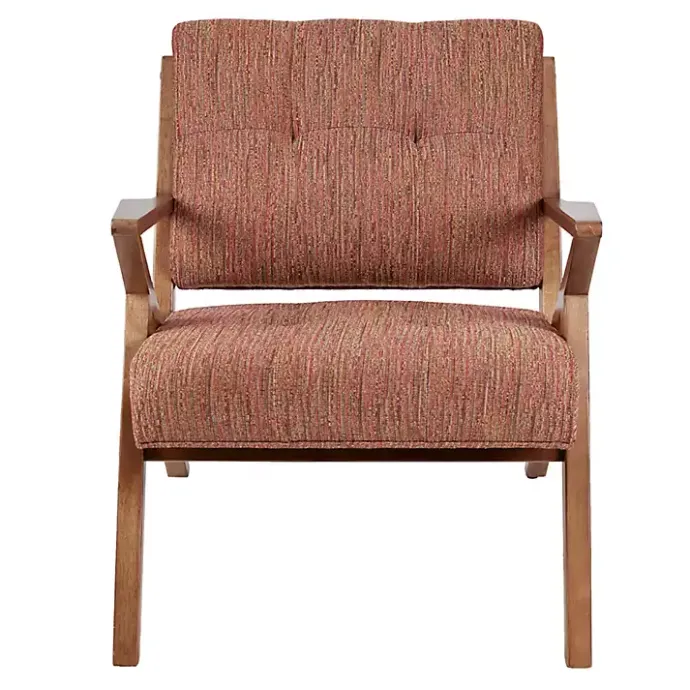 Sale Kirklands Home Mid-Century Pecan Finish Accent Chair Orange