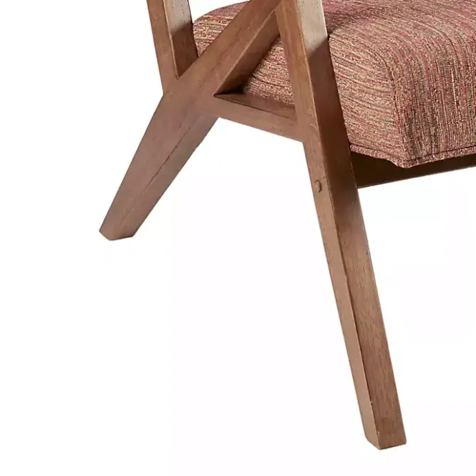 Sale Kirklands Home Mid-Century Pecan Finish Accent Chair Orange