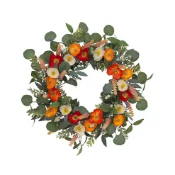 Online Kirklands Home Orange Mixed Spring Floral Wreath Multi